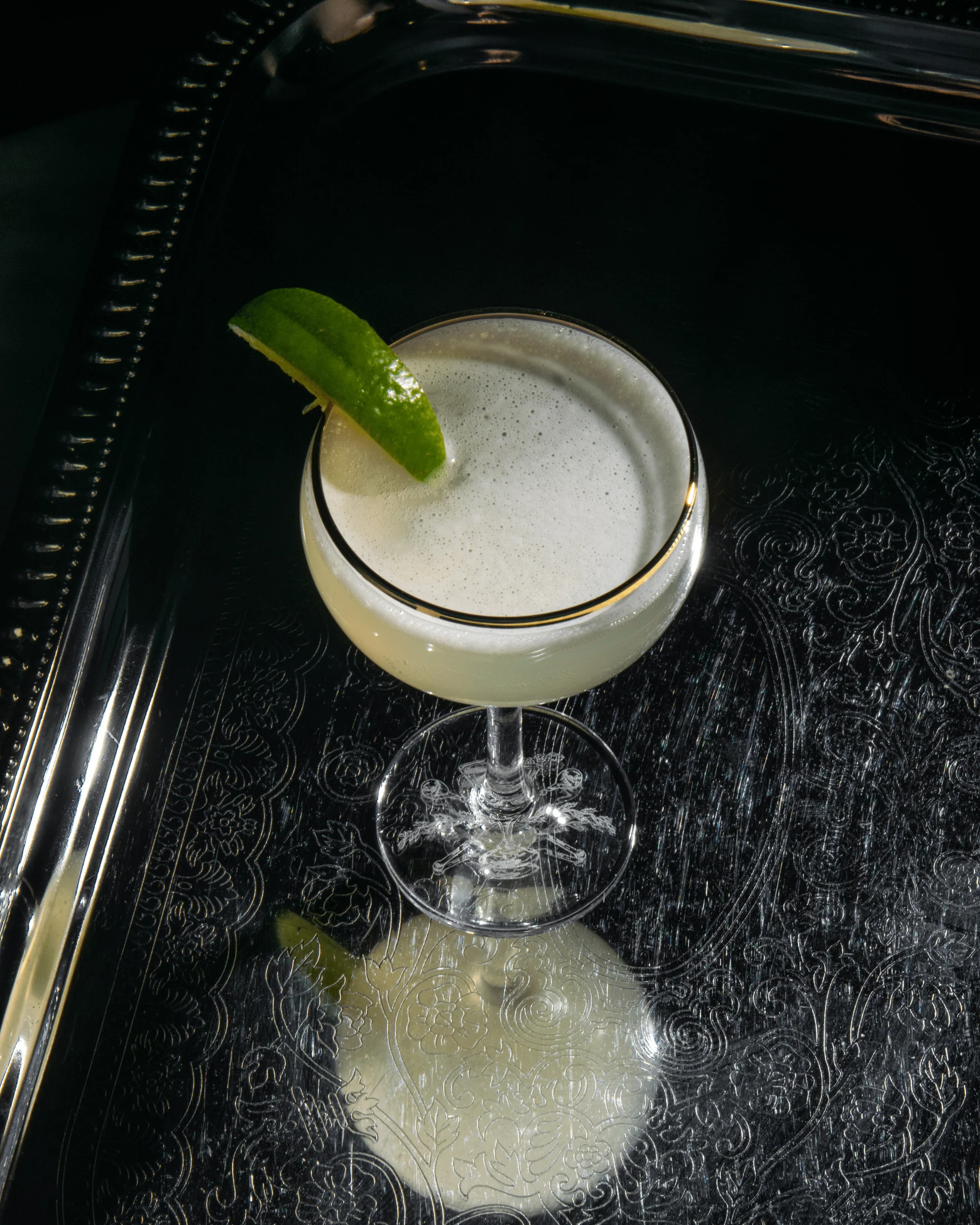 Gold Rim Cleo Coupe Glass - Image 4
